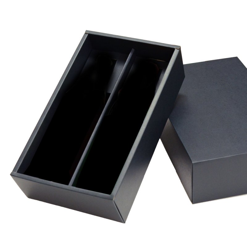 画像2: ◆２本箱（720ｍｌ〜900ｍｌ用）黒　セット箱 (2)