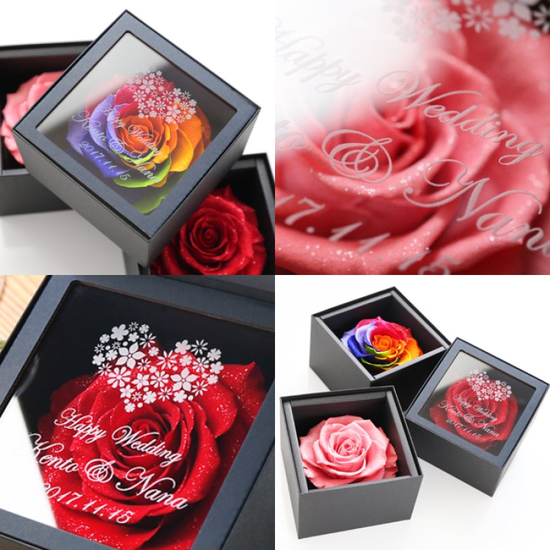 画像6: 《  そのまま飾れる 名入れ プリザ ダイヤモンドローズ  》【  ガラス加工  】 薔薇 バラ 花 豪華 プリザ プリザーブドフラワー 誕生日 結婚記念 プレゼント 最短 最強配送 実用的 2026 (6)