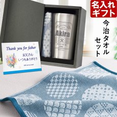 画像1: 名入れ タンブラー プレゼント  《  缶ビール風デザイン 真空ステンレスタンブラー 450ml ハンドタオル セット 》 プレゼント お誕生日 還暦祝い 名前入りギフト 名入れ 最短 最強配送男性 父 保温 保冷 ビール 名前入り ギフト お父さん 還暦祝い 退職祝い (1)
