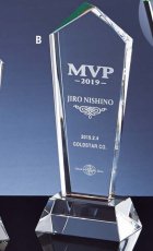 オプティカルガラス 表彰盾 名入れ Gold Star PJ305 B（215× 85mm）